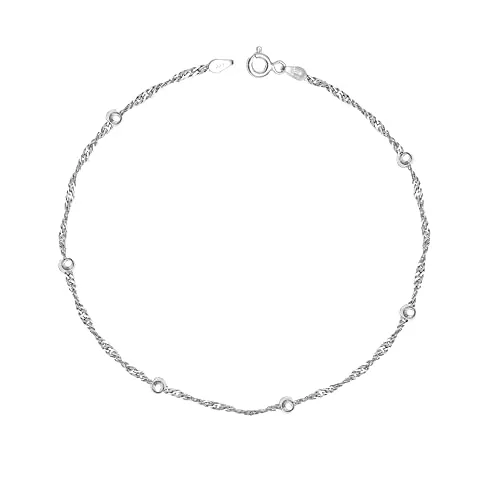 LeCalla 925 Sterling Silver Disco Chain Anklets for Women Teen Bracelets