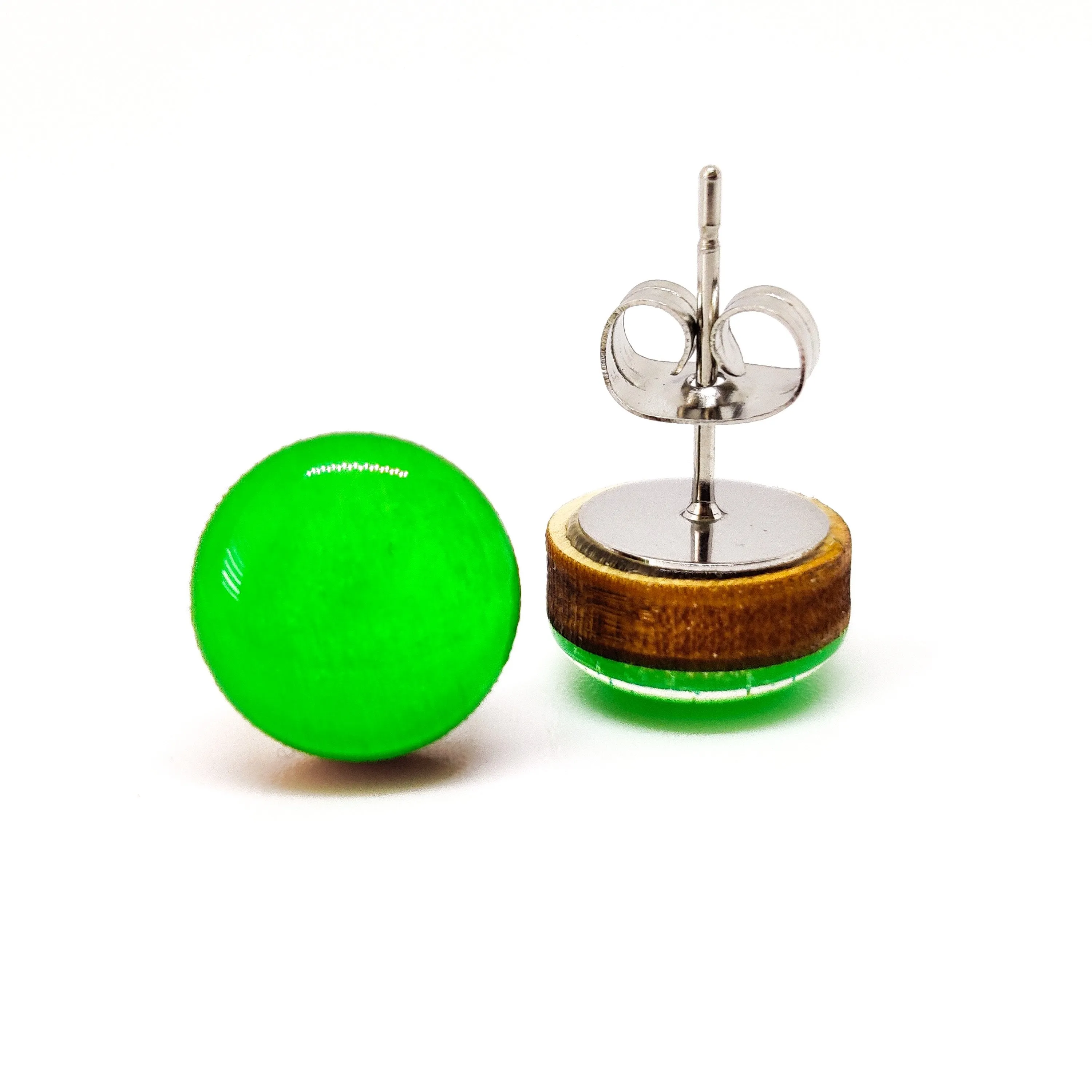 Lime Green Stud Earrings by Candi Cove Designs