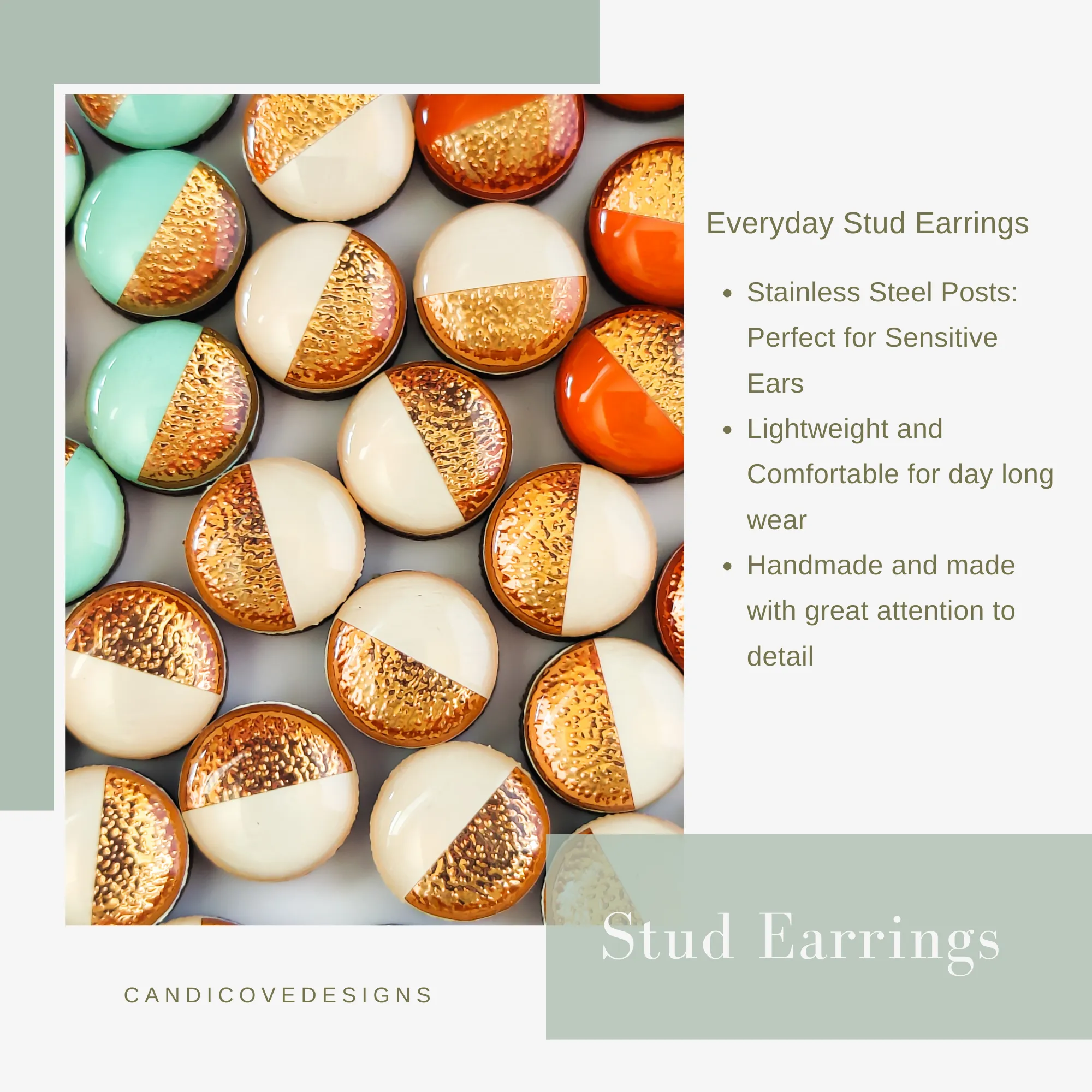 Lime Green Stud Earrings by Candi Cove Designs