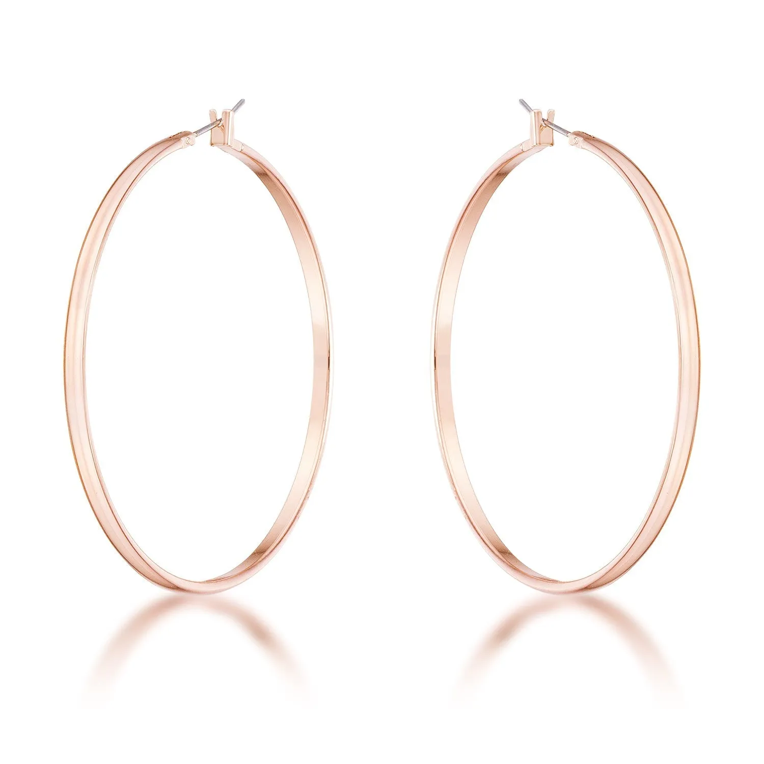 LOVCIA Elegant 55mm Rose Gold Plated Hoop Earrings