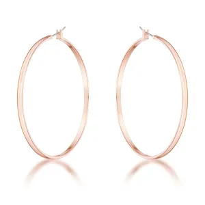 LOVCIA Elegant 55mm Rose Gold Plated Hoop Earrings