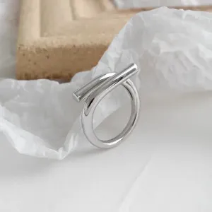 LOVCIA Minimalist Lines Cross Simple 925 Sterling Silver Adjustable Ring