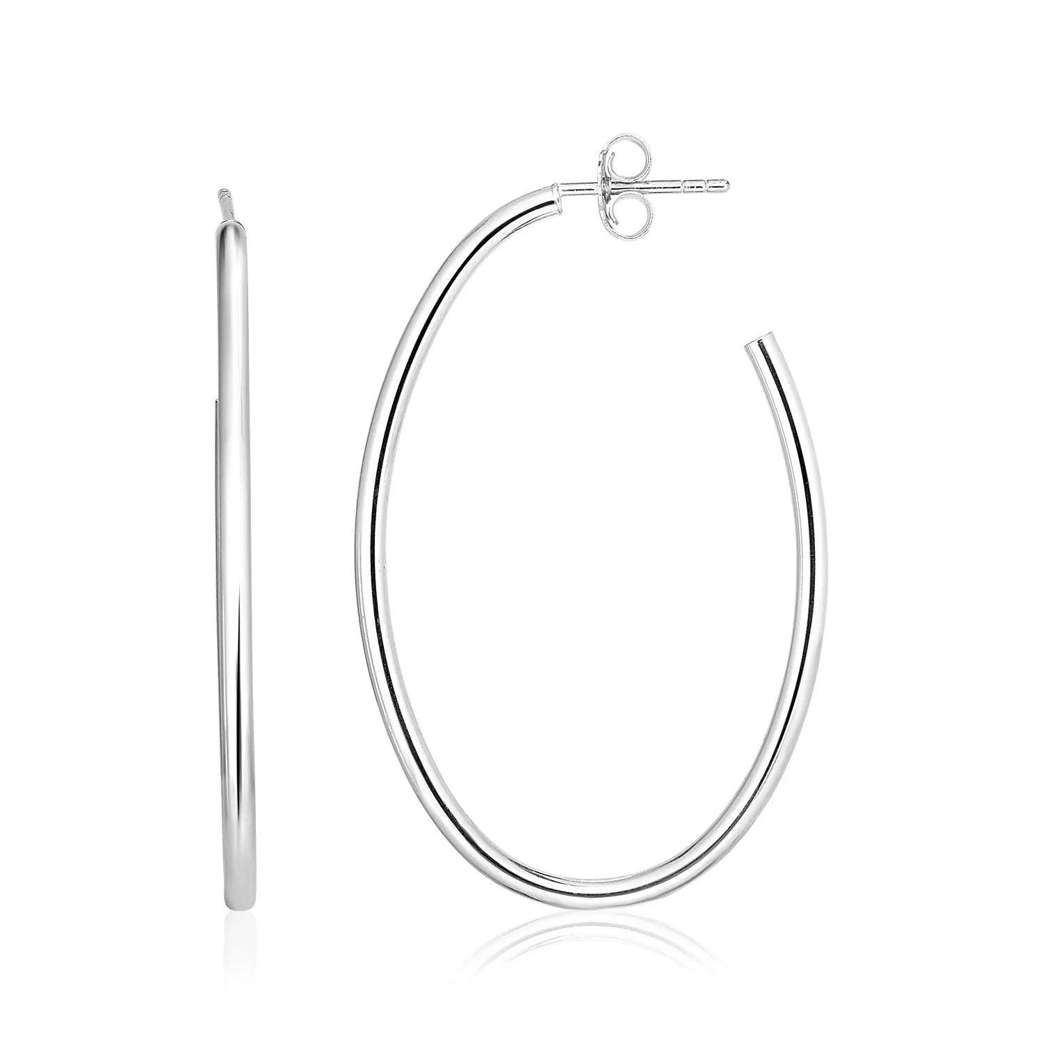 LOVCIA Premium Elegant Oval Hoop Earrings in Polished Sterling Silver