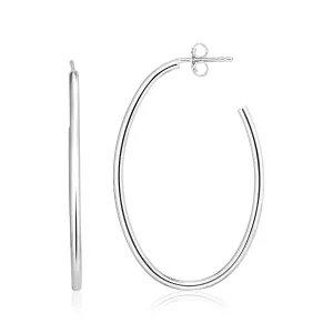 LOVCIA Premium Elegant Oval Hoop Earrings in Polished Sterling Silver