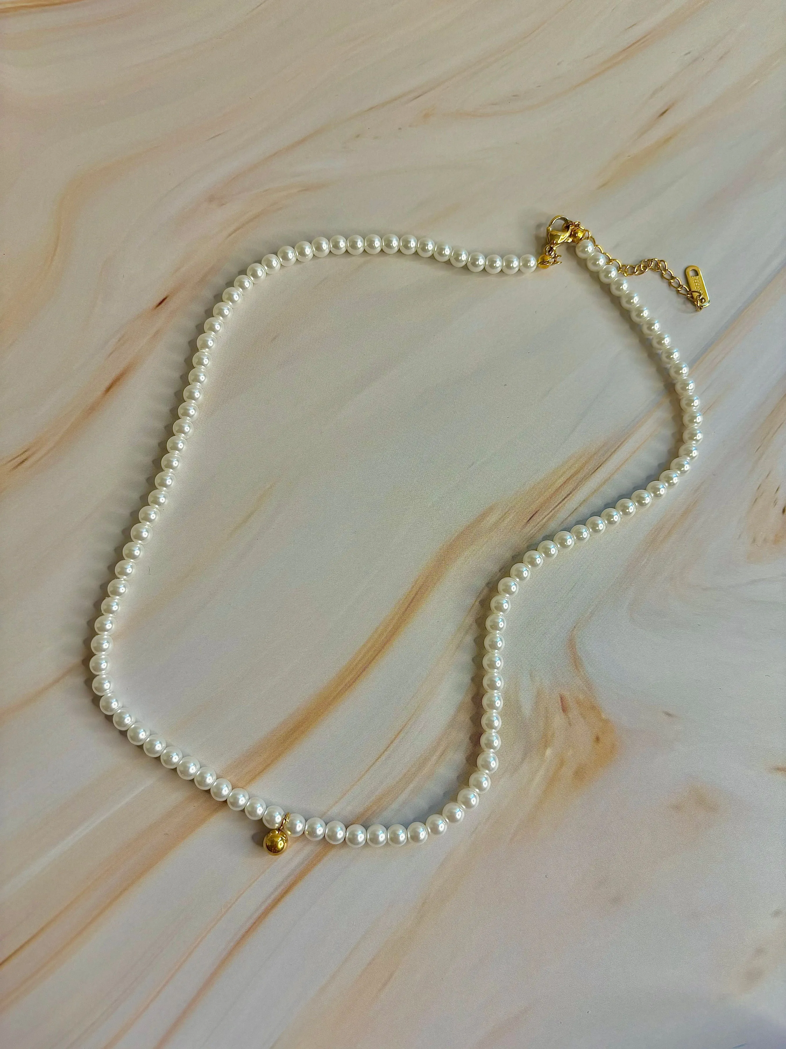 Luminous Pearl Ball Necklace - Timeless Elegance