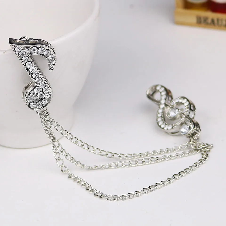 Luxury Crystal Musical Note Brooches