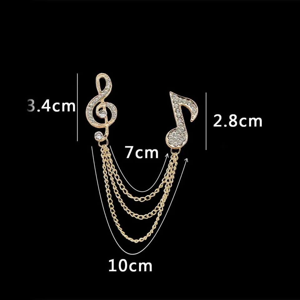 Luxury Crystal Musical Note Brooches