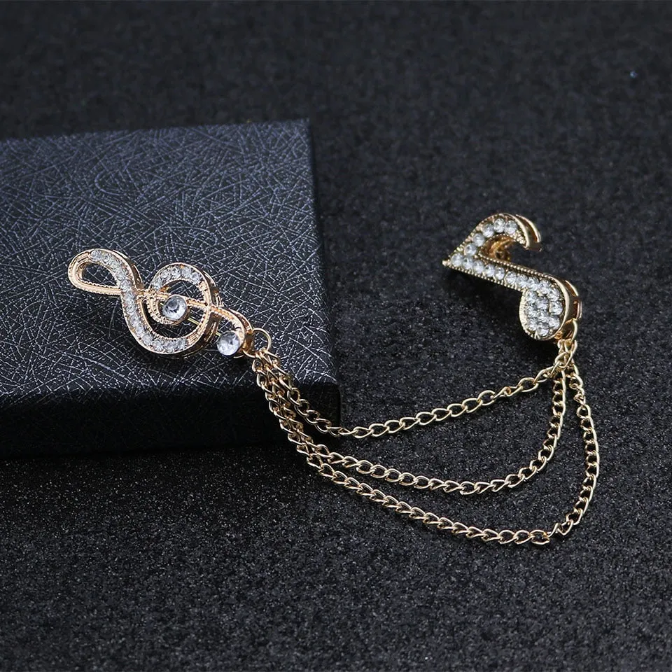 Luxury Crystal Musical Note Brooches