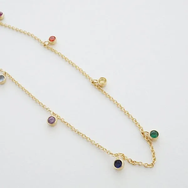 Mardi Gras Rainbow Bezel Crystal Stardust Necklace (Multiple Finishes) - BP