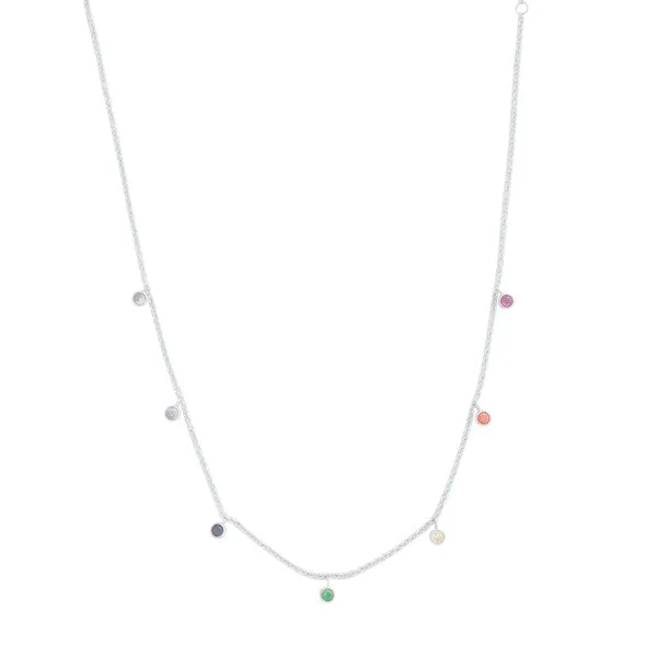 Mardi Gras Rainbow Bezel Crystal Stardust Necklace (Multiple Finishes) - BP