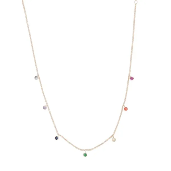 Mardi Gras Rainbow Bezel Crystal Stardust Necklace (Multiple Finishes) - BP