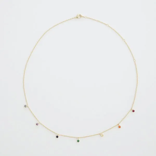 Mardi Gras Rainbow Bezel Crystal Stardust Necklace (Multiple Finishes) - BP