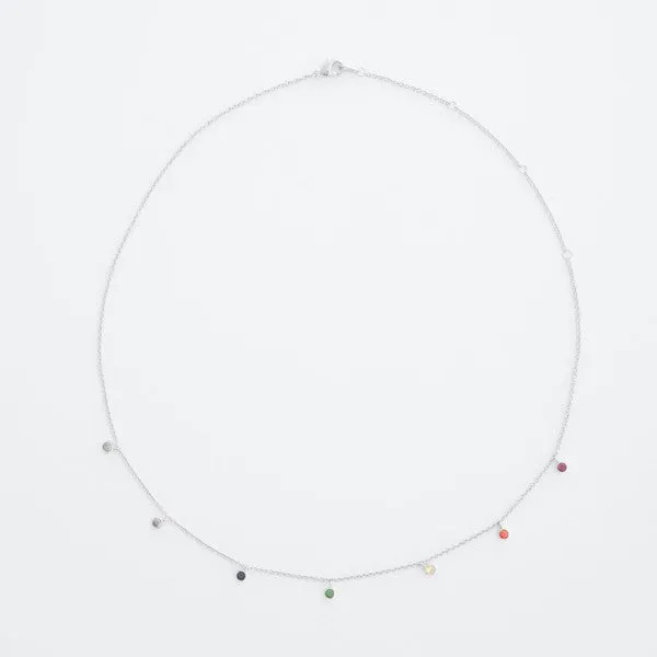 Mardi Gras Rainbow Bezel Crystal Stardust Necklace (Multiple Finishes) - BP