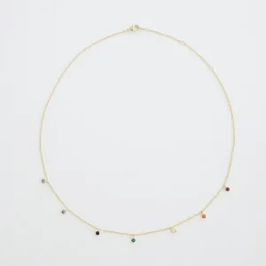 Mardi Gras Rainbow Bezel Crystal Stardust Necklace (Multiple Finishes) - BP