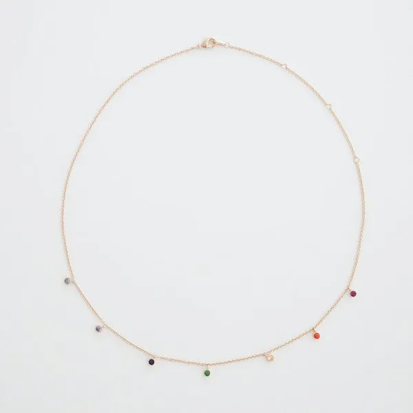 Mardi Gras Rainbow Bezel Crystal Stardust Necklace (Multiple Finishes) - BP
