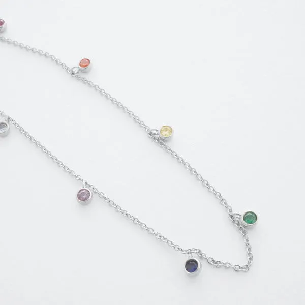 Mardi Gras Rainbow Bezel Crystal Stardust Necklace (Multiple Finishes) - BP