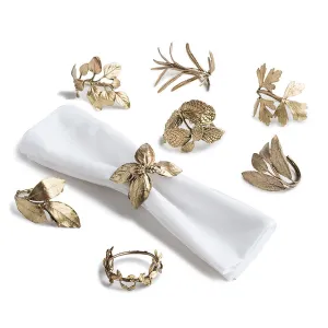 Michael Michaud Herb Assorted Napkin Rings Set for 8 from Silver Seasons