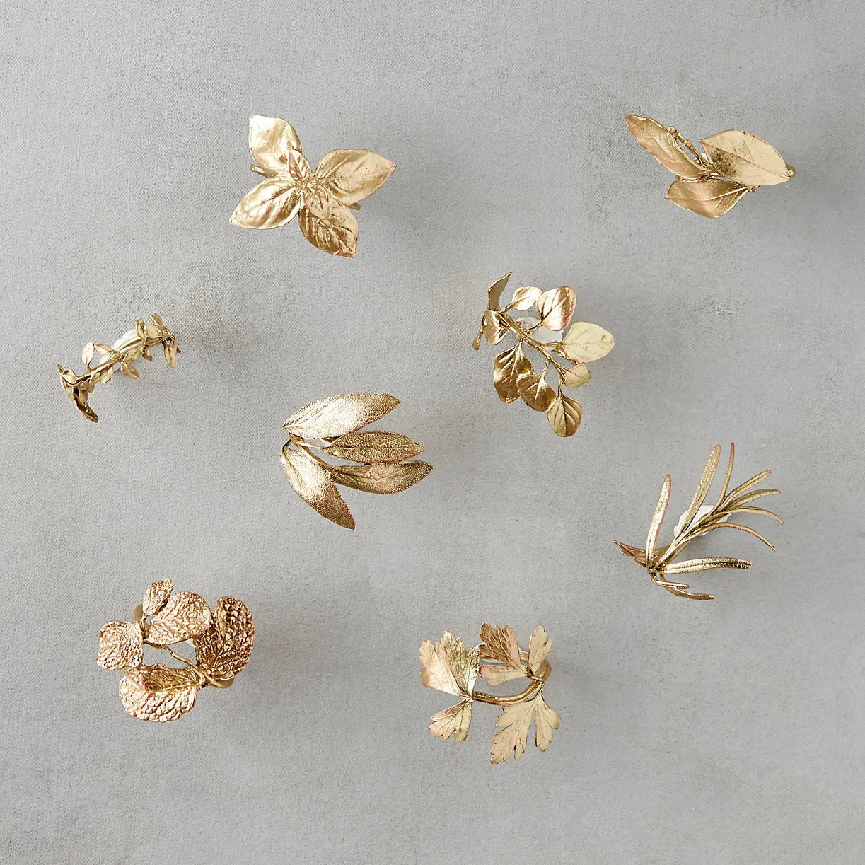 Michael Michaud Herb Assorted Napkin Rings Set for 8 from Silver Seasons