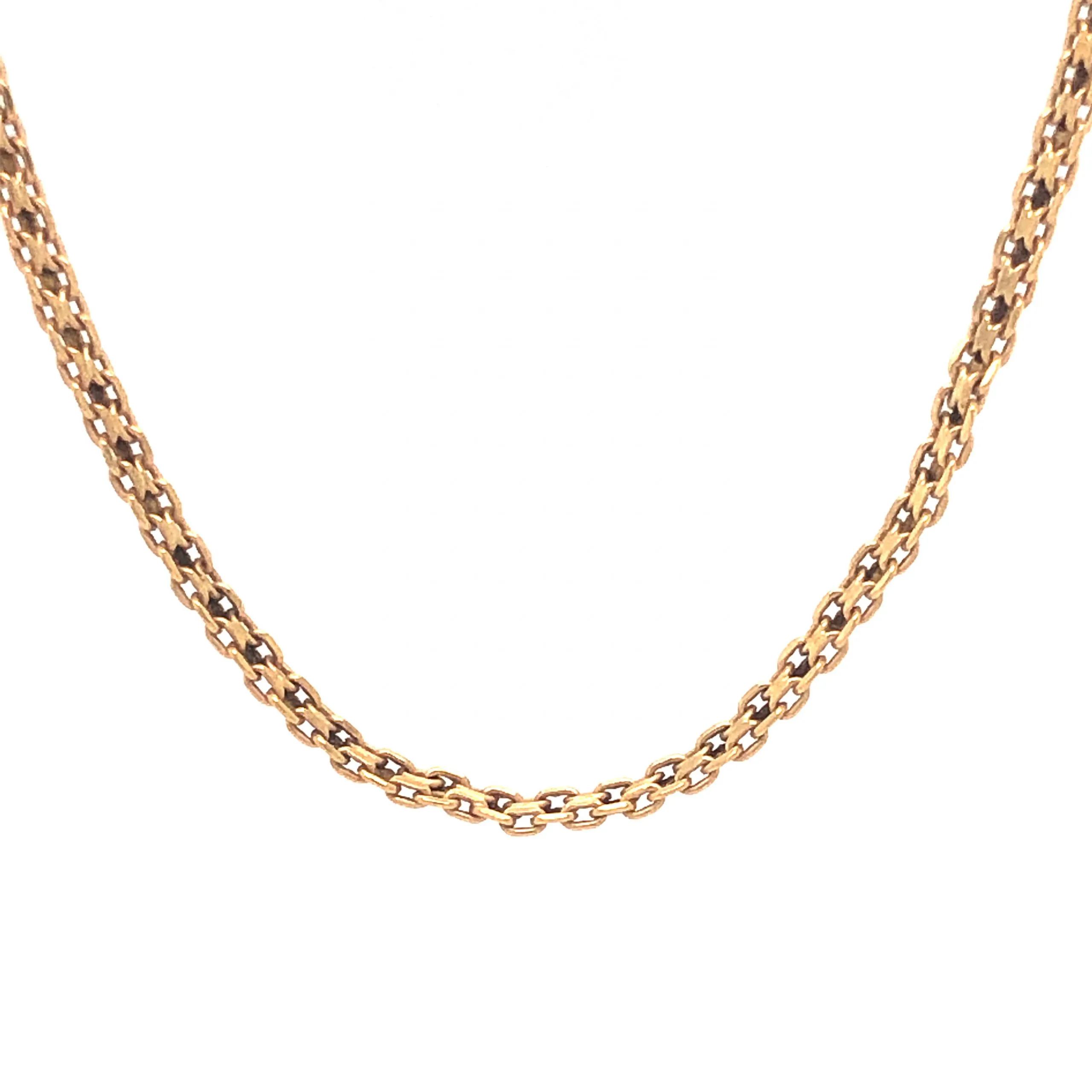 Mid-Century 20 Inch Chain Necklace in 14k Yellow Gold