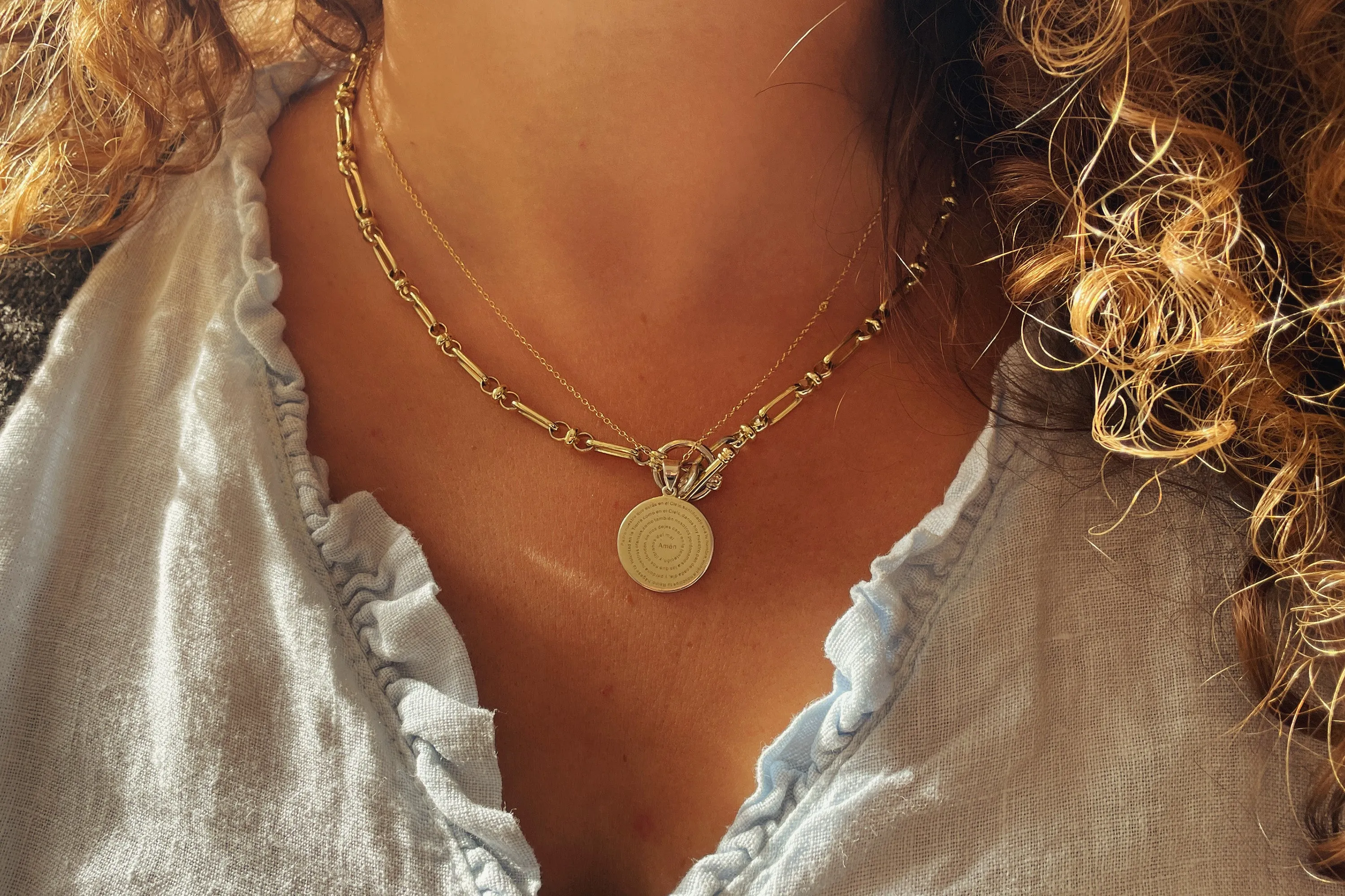 Mini Atlantic Gold Sterling Silver Disc Necklace