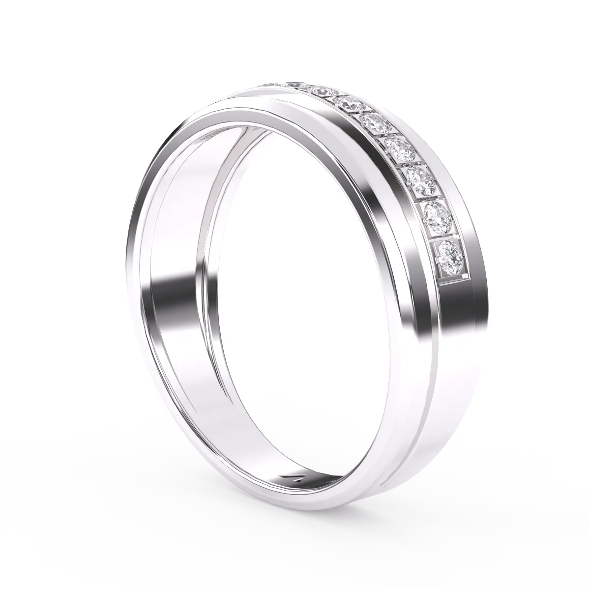 Minimalist Colorless Diamond Wedding Band