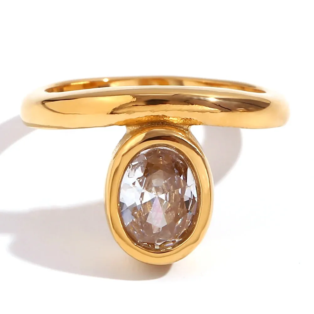 Minimalist Cubic Zirconia Oval Ring
