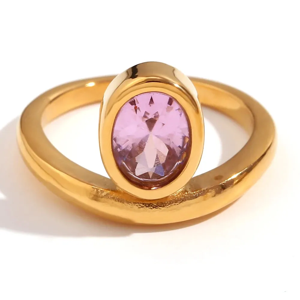 Minimalist Cubic Zirconia Oval Ring