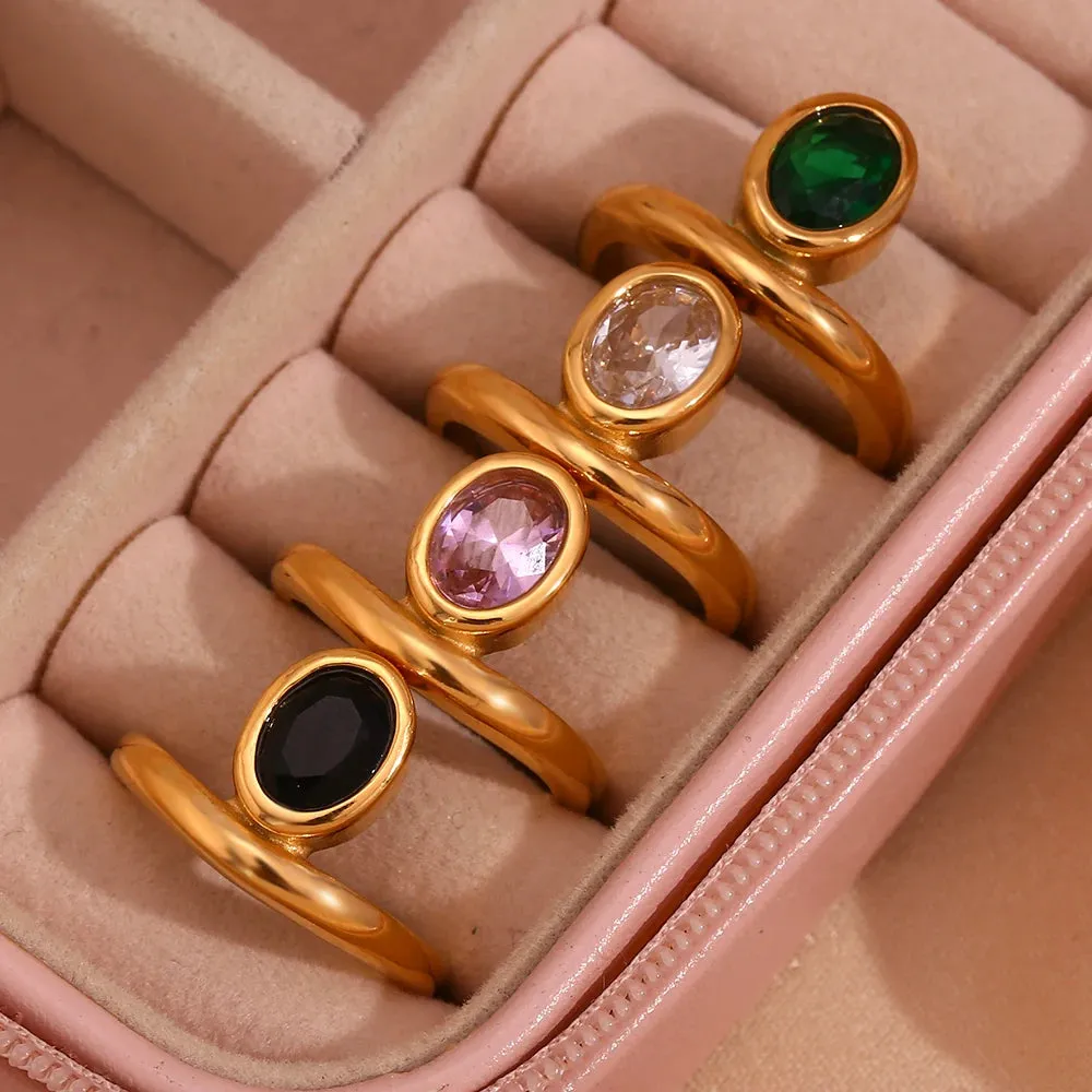 Minimalist Cubic Zirconia Oval Ring