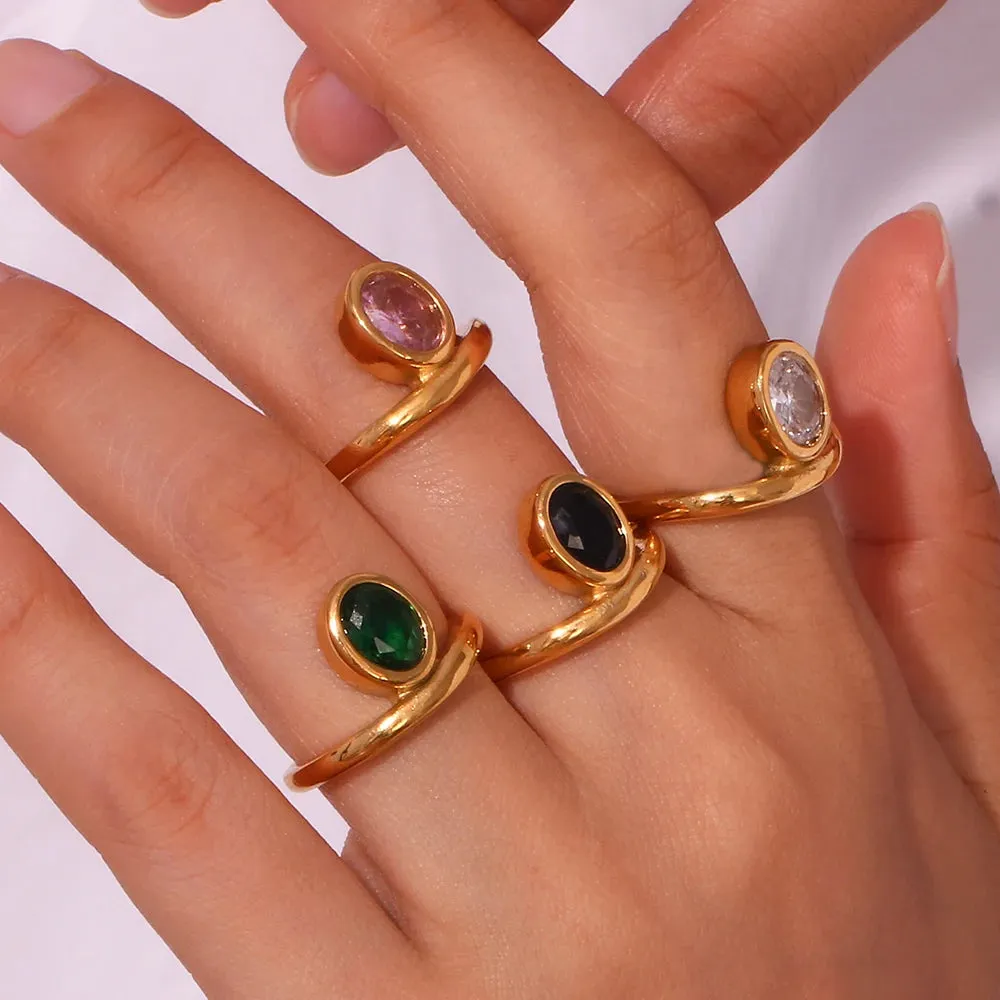 Minimalist Cubic Zirconia Oval Ring