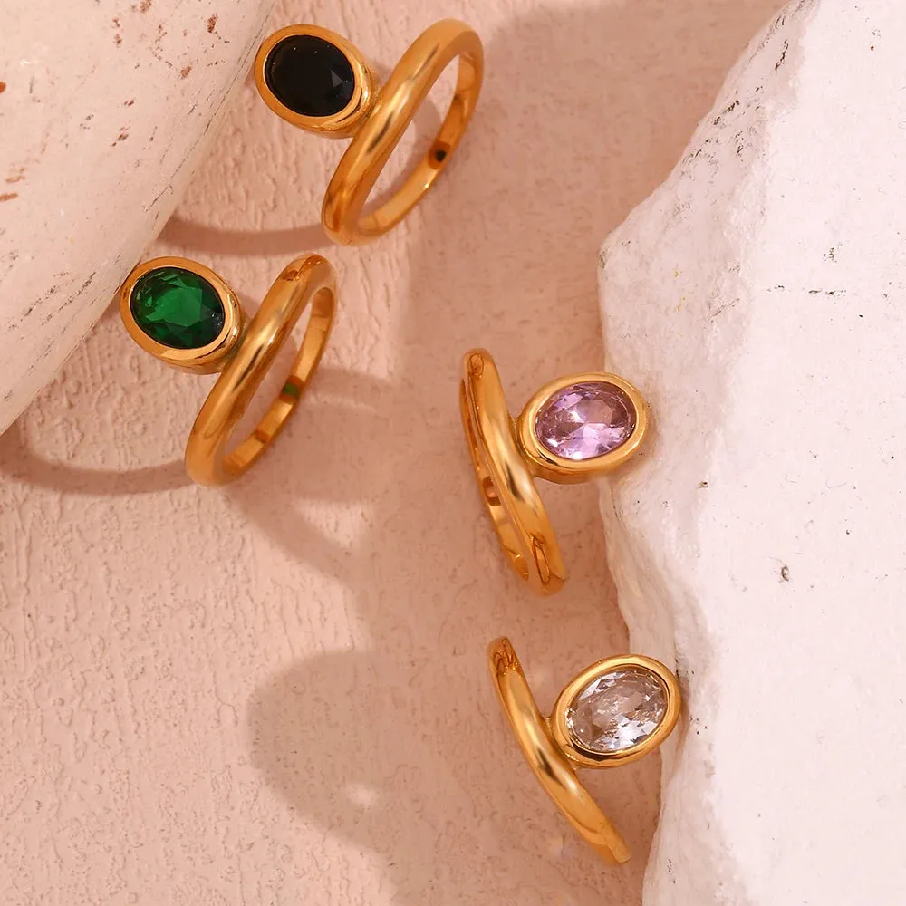 Minimalist Cubic Zirconia Oval Ring