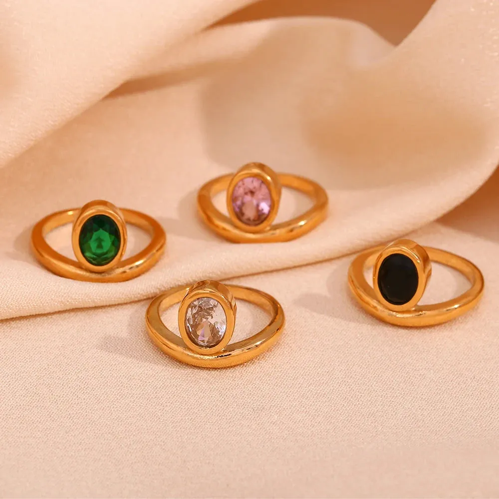 Minimalist Cubic Zirconia Oval Ring