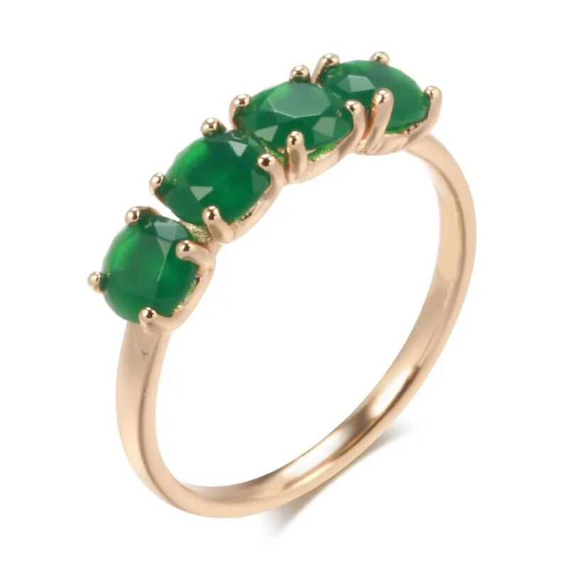 Minimalist Four Prong Round Green Zircon Ring For Women