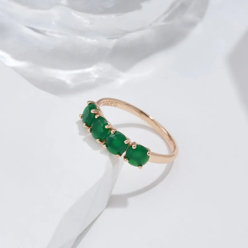 Minimalist Four Prong Round Green Zircon Ring For Women