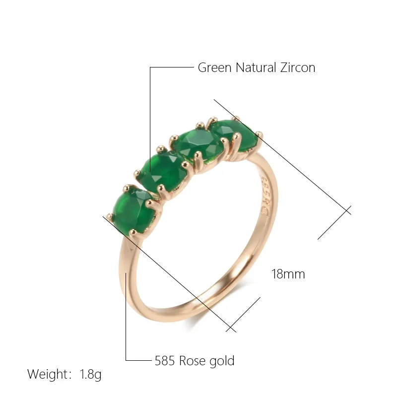 Minimalist Four Prong Round Green Zircon Ring For Women