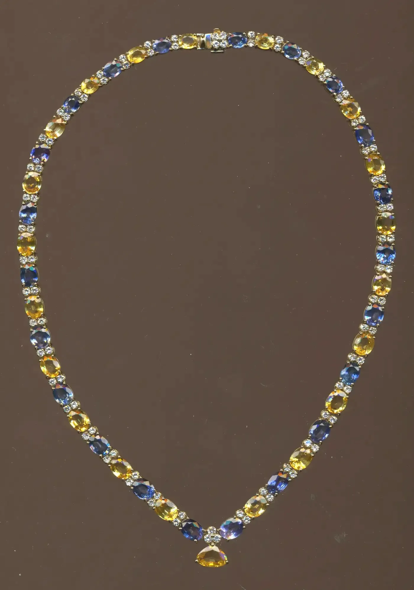 Multi Colored Sapphire and Diamond Necklace