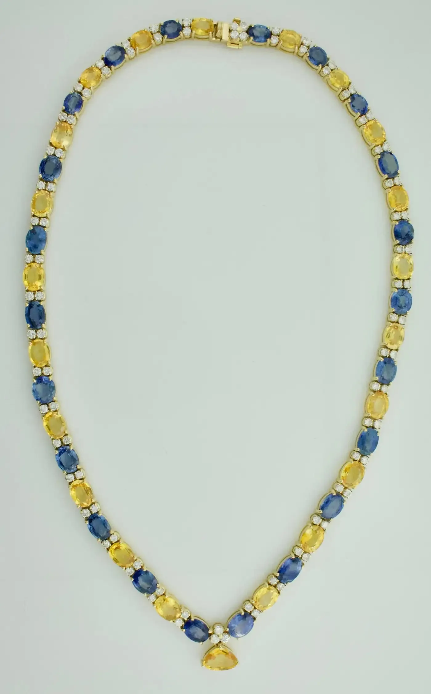 Multi Colored Sapphire and Diamond Necklace