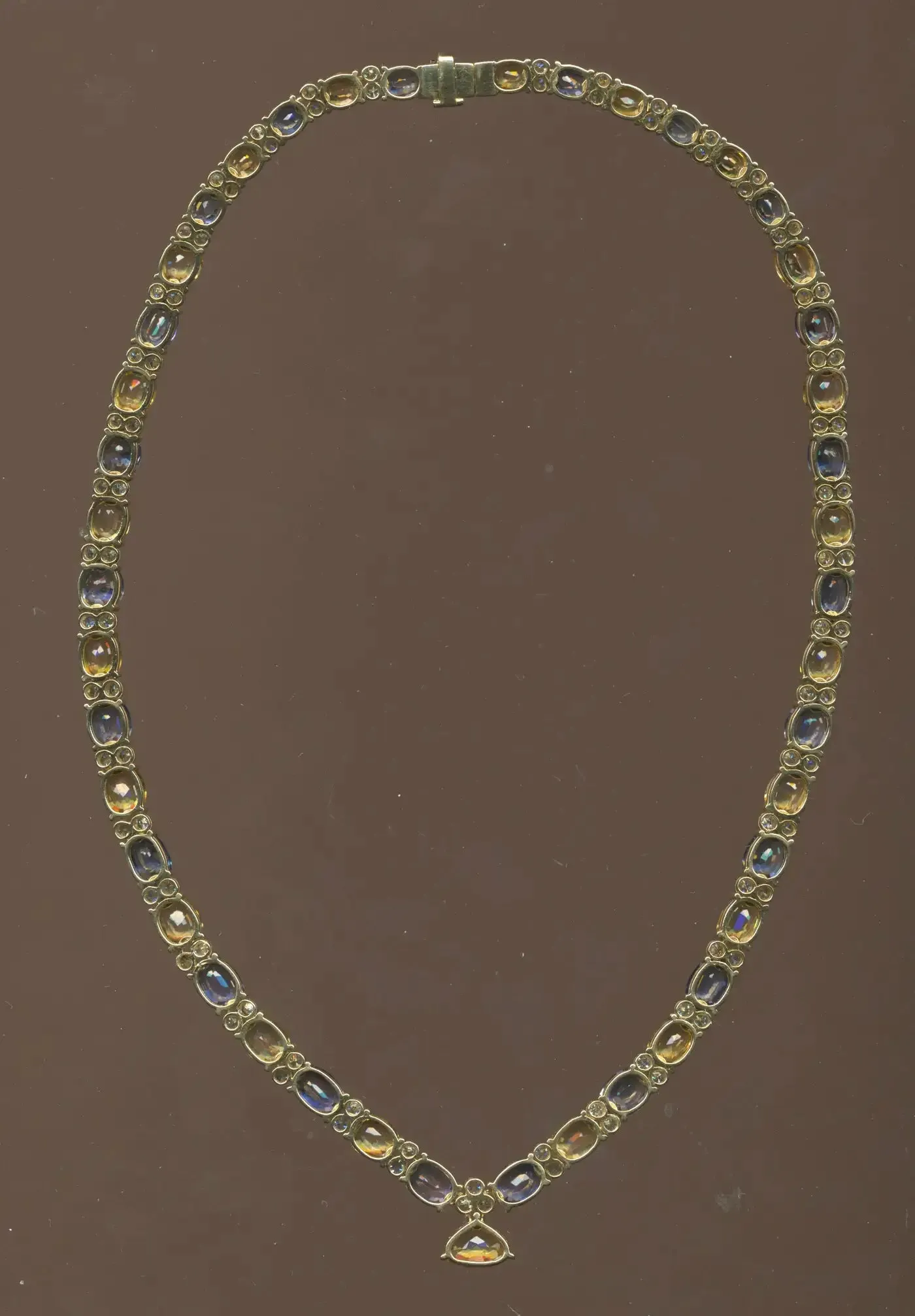 Multi Colored Sapphire and Diamond Necklace