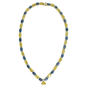 Multi Colored Sapphire and Diamond Necklace