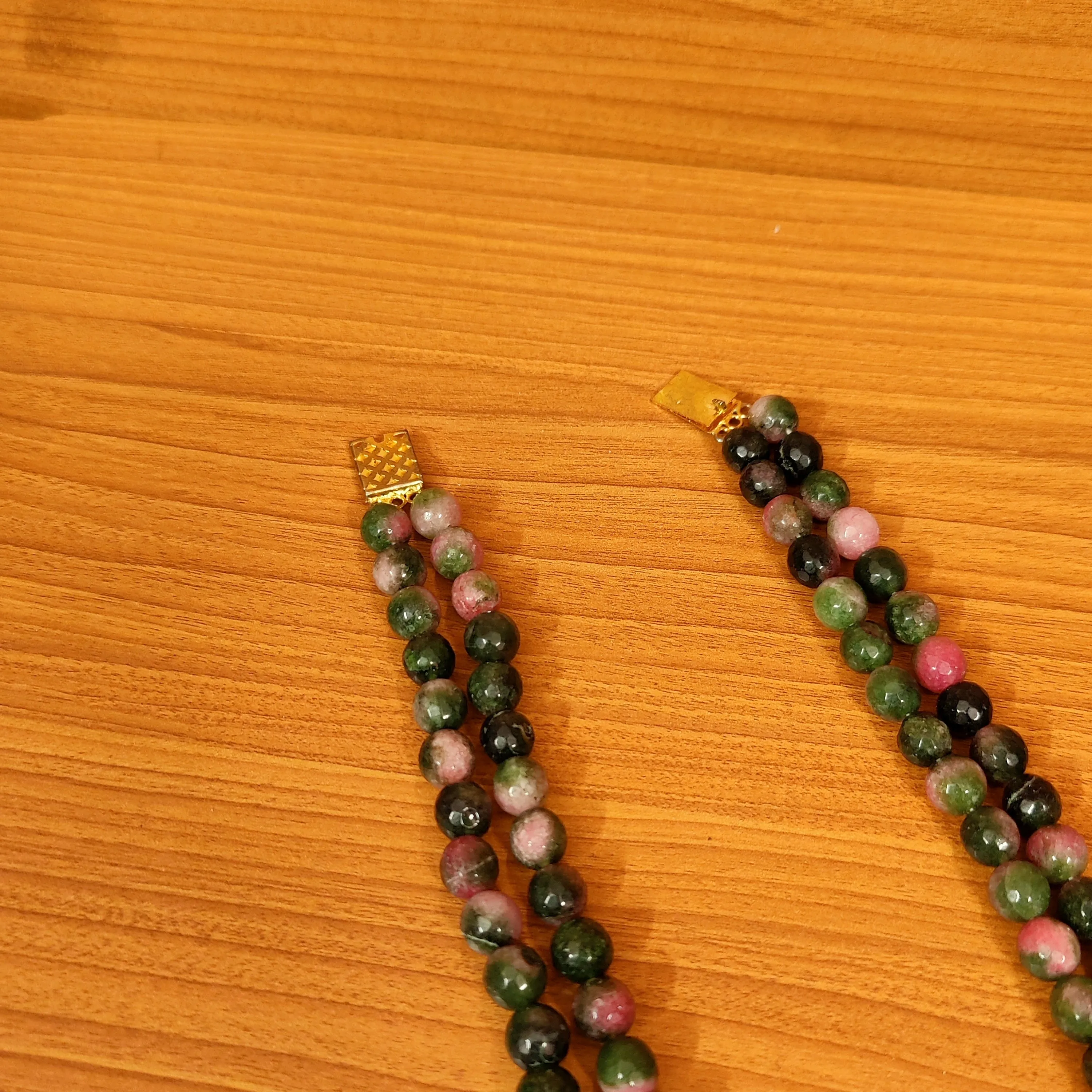 MULTI COLOUR TOURMALINE 8MM 2 LAYERED NECKLACE