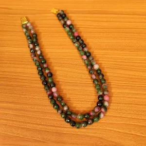 MULTI COLOUR TOURMALINE 8MM 2 LAYERED NECKLACE
