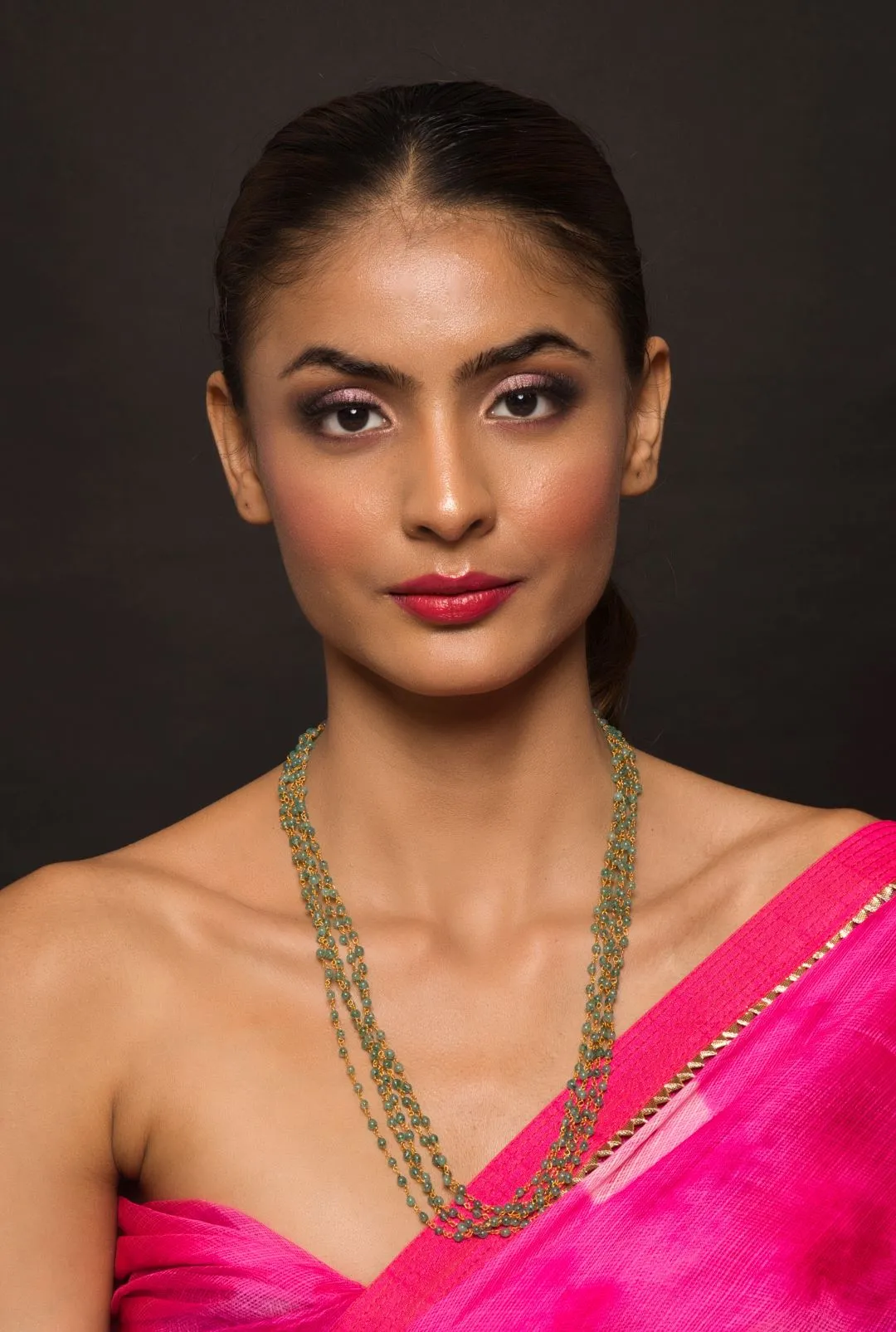 Multi Layered Green Designer Pearl String Necklace