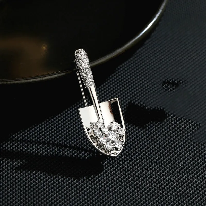 New Copper  Waist Closing Pin Creative Design Small  Shovel Brooch