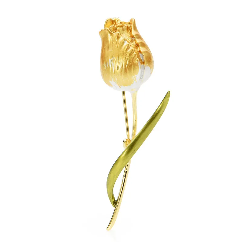 New Enamel Tulip Brooches For Women Classic Flower Weddings Office Party Brooch