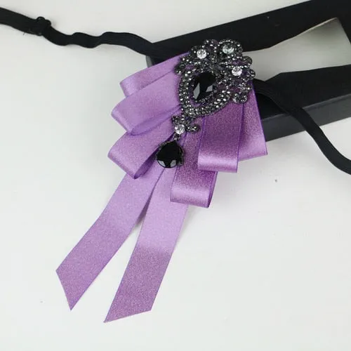New High Quality Classic Bowties Neck Tie Ribbon Rhinestone Corsage Bowtie Cravat Gifts