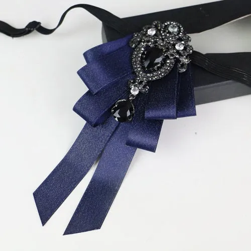 New High Quality Classic Bowties Neck Tie Ribbon Rhinestone Corsage Bowtie Cravat Gifts