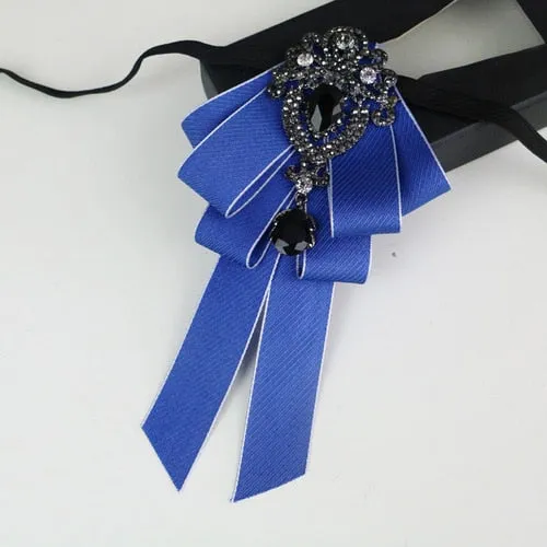 New High Quality Classic Bowties Neck Tie Ribbon Rhinestone Corsage Bowtie Cravat Gifts