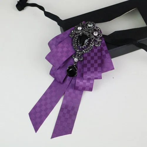 New High Quality Classic Bowties Neck Tie Ribbon Rhinestone Corsage Bowtie Cravat Gifts