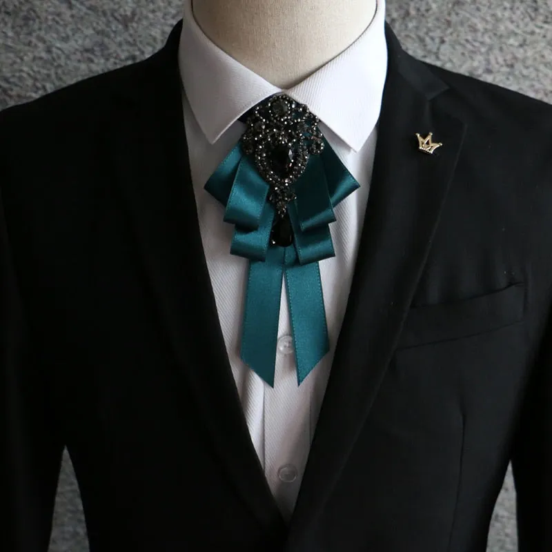 New High Quality Classic Bowties Neck Tie Ribbon Rhinestone Corsage Bowtie Cravat Gifts