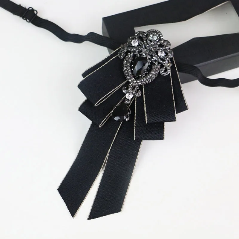 New High Quality Classic Bowties Neck Tie Ribbon Rhinestone Corsage Bowtie Cravat Gifts
