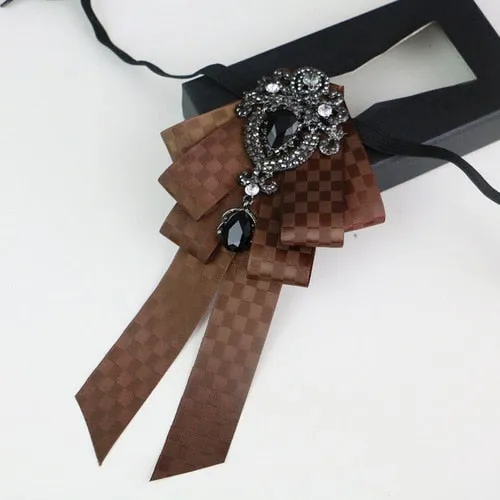 New High Quality Classic Bowties Neck Tie Ribbon Rhinestone Corsage Bowtie Cravat Gifts